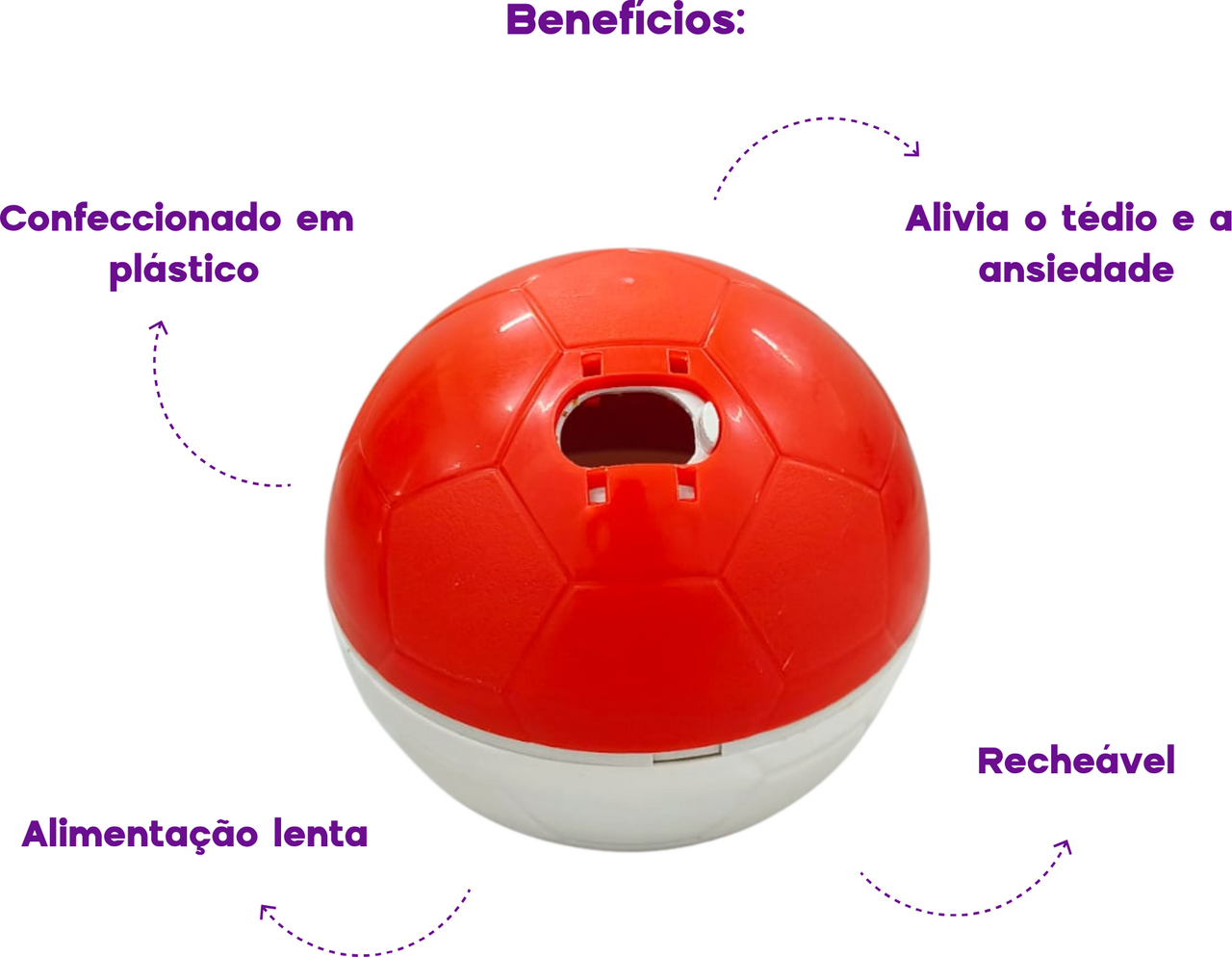 Brinquedo Amicus Crazy Ball Vermelho e Branco para Cães e Gatos - Tam. P