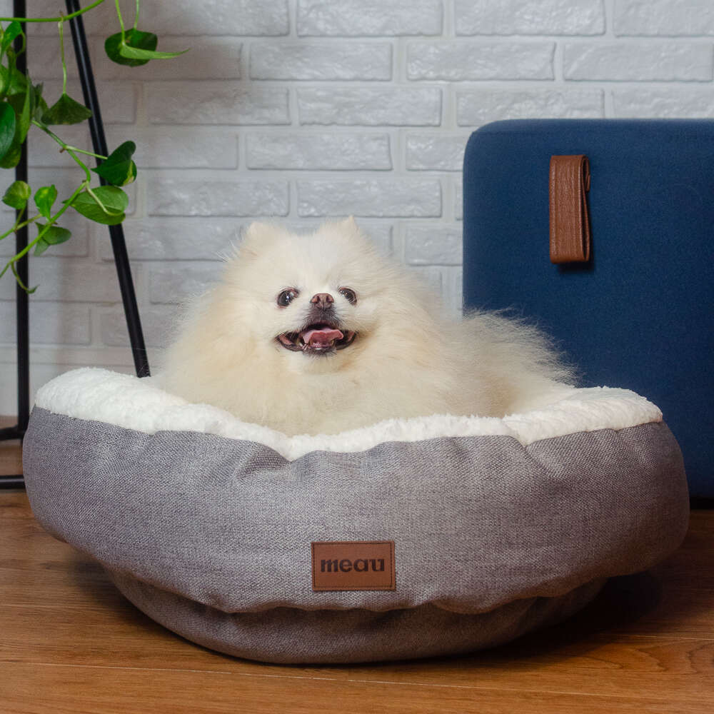 Cama Redonda Meau Sherpa Cinza - Tam. P