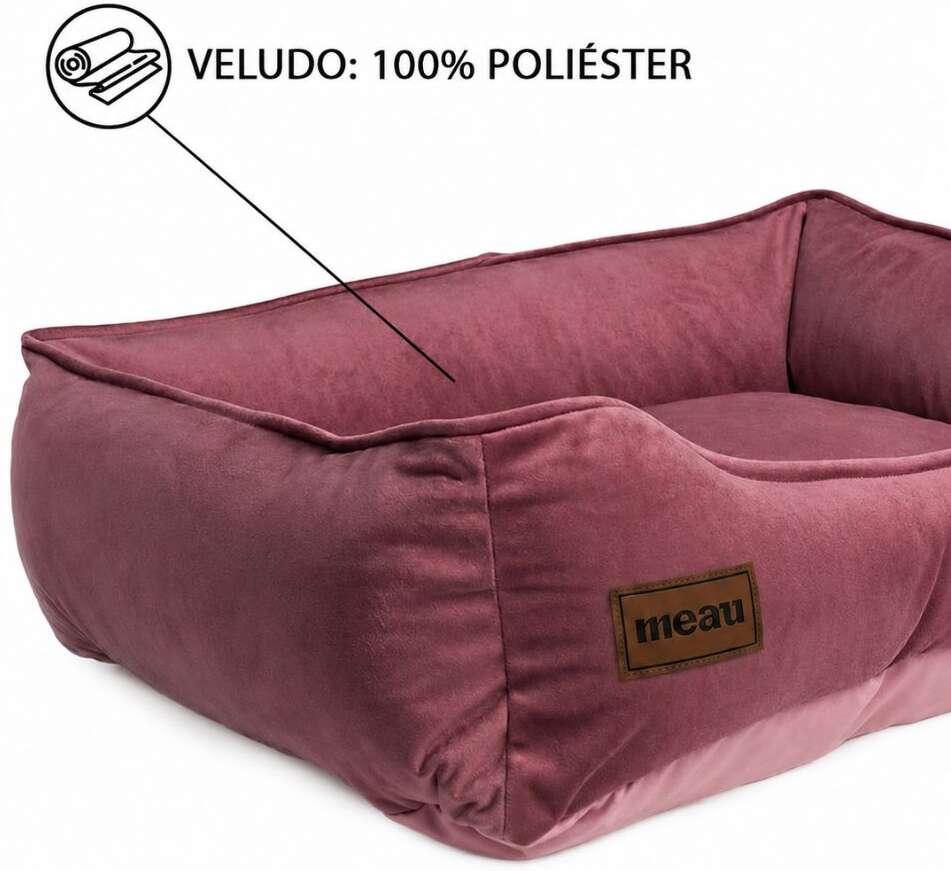 Cama Retangular Meau Veludo Rose - Tam. G