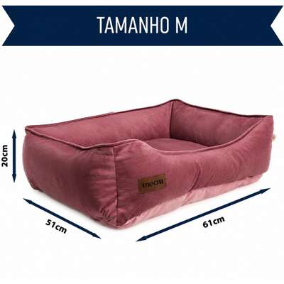Cama Retangular Meau Veludo Rose