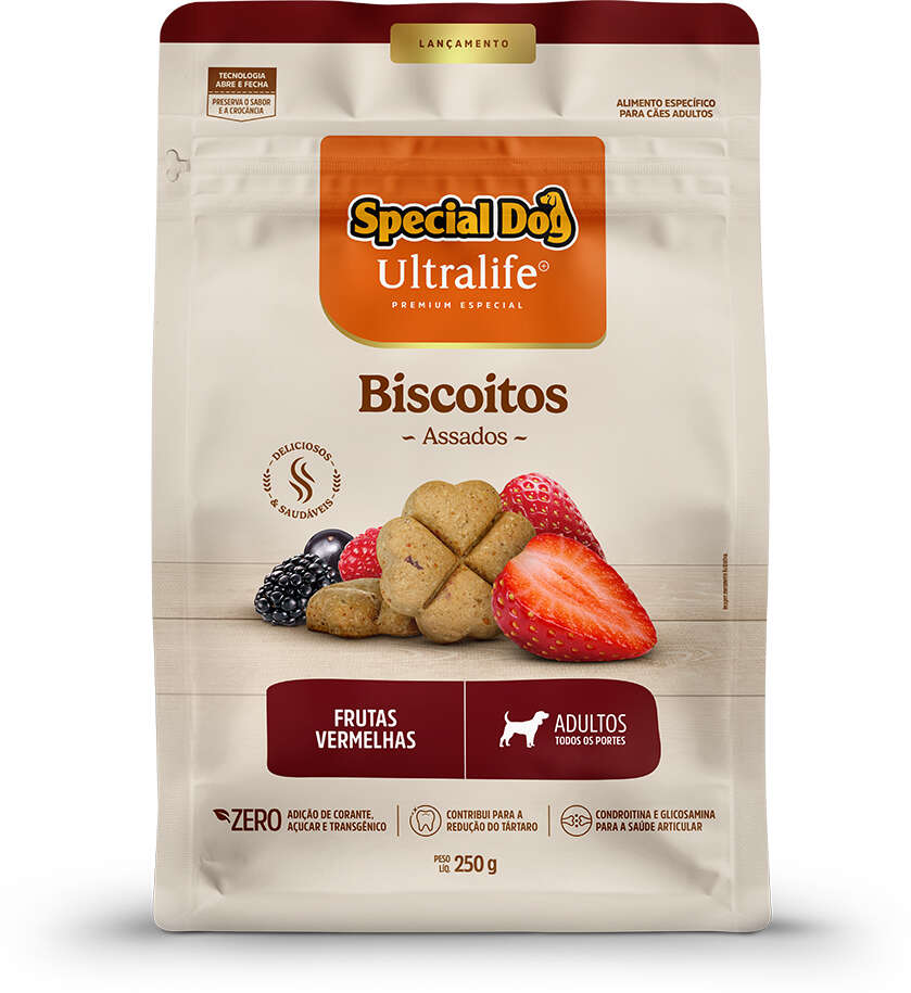 Biscoito Special Dog Ultralife sabor Frutas Vermelhas para Cães Adultos - 250 g