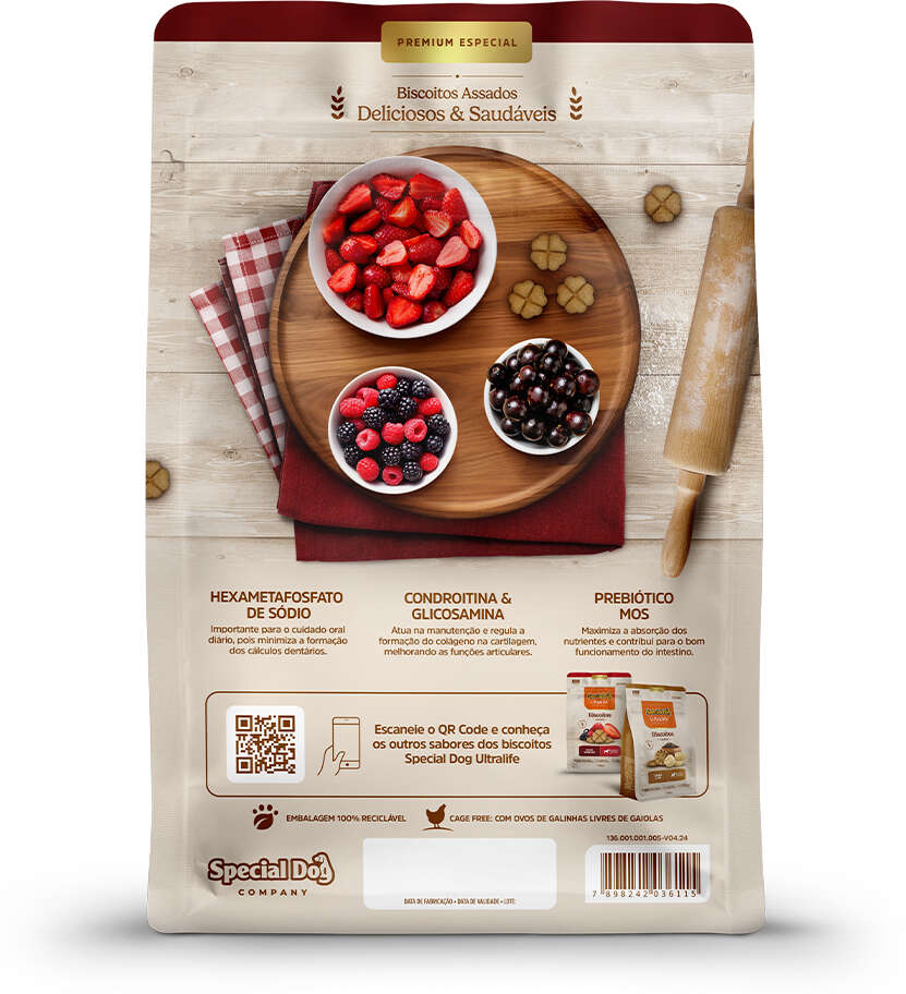 Biscoito Special Dog Ultralife sabor Frutas Vermelhas para Cães Adultos - 250 g