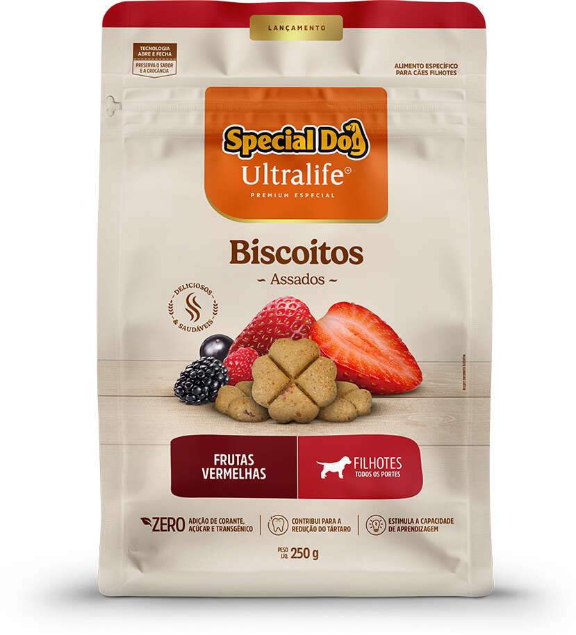 Biscoito Special Dog Ultralife sabor Frutas Vermelhas para Cães Filhotes - 250 g
