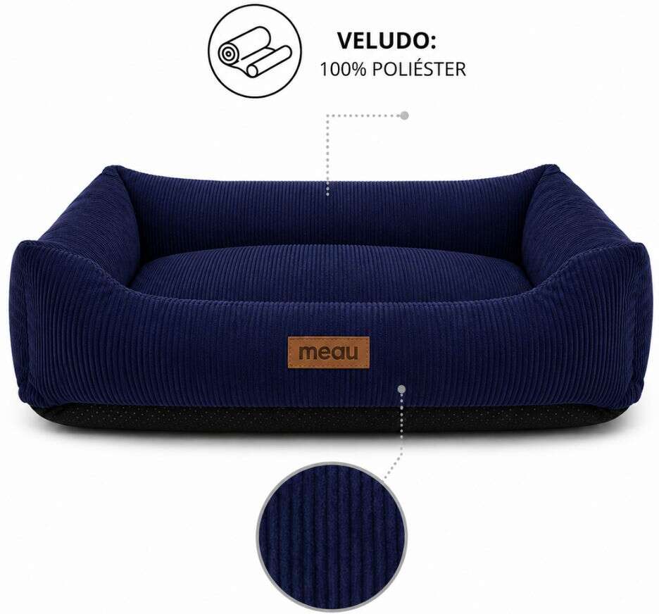 Cama Retangular Meau Cotelê Azul - Tam. EXG