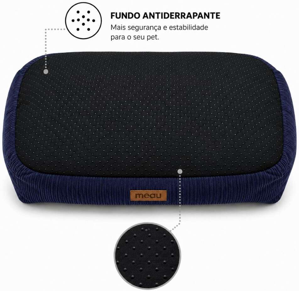 Cama Retangular Meau Cotelê Azul - Tam. EXG