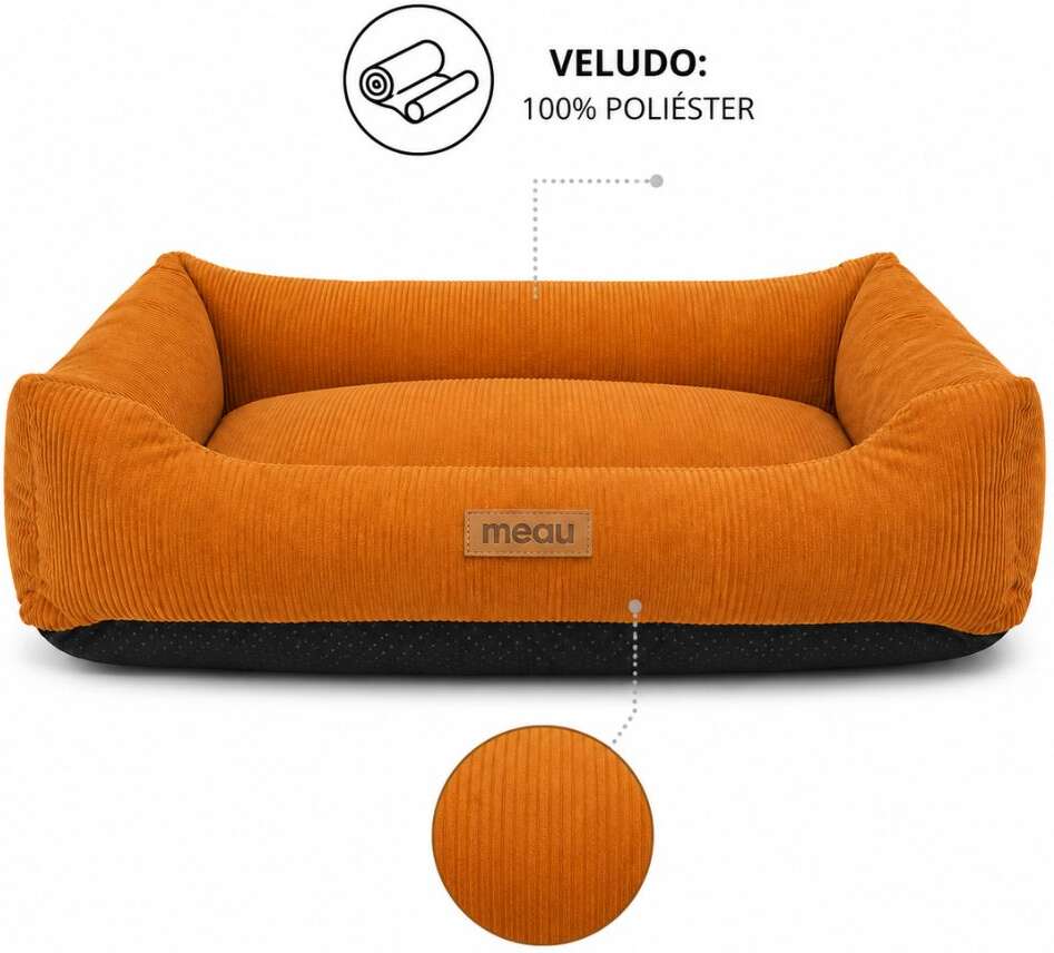 Cama Retangular Meau Cotelê Caramelo - Tam. EXG