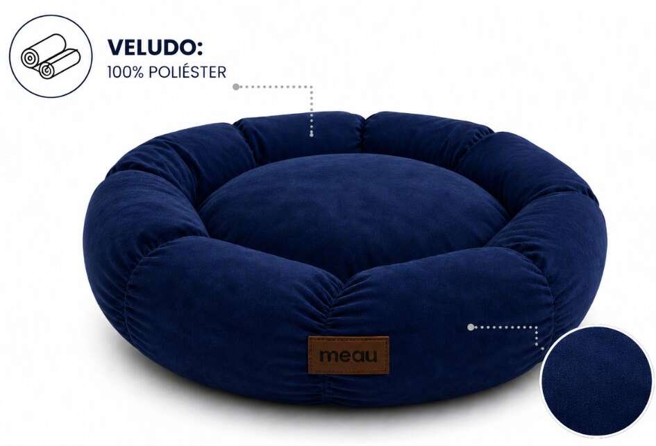 Cama Redonda Meau Puff Azul - Tam. GG