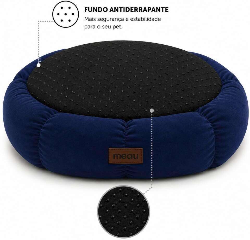 Cama Redonda Meau Puff Azul - Tam. GG