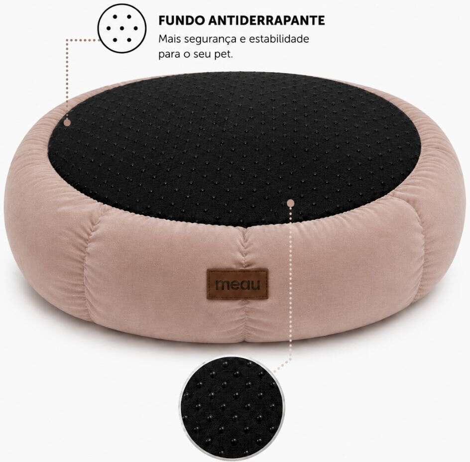 Cama Redonda Meau Puff Rosa - Tam. GG