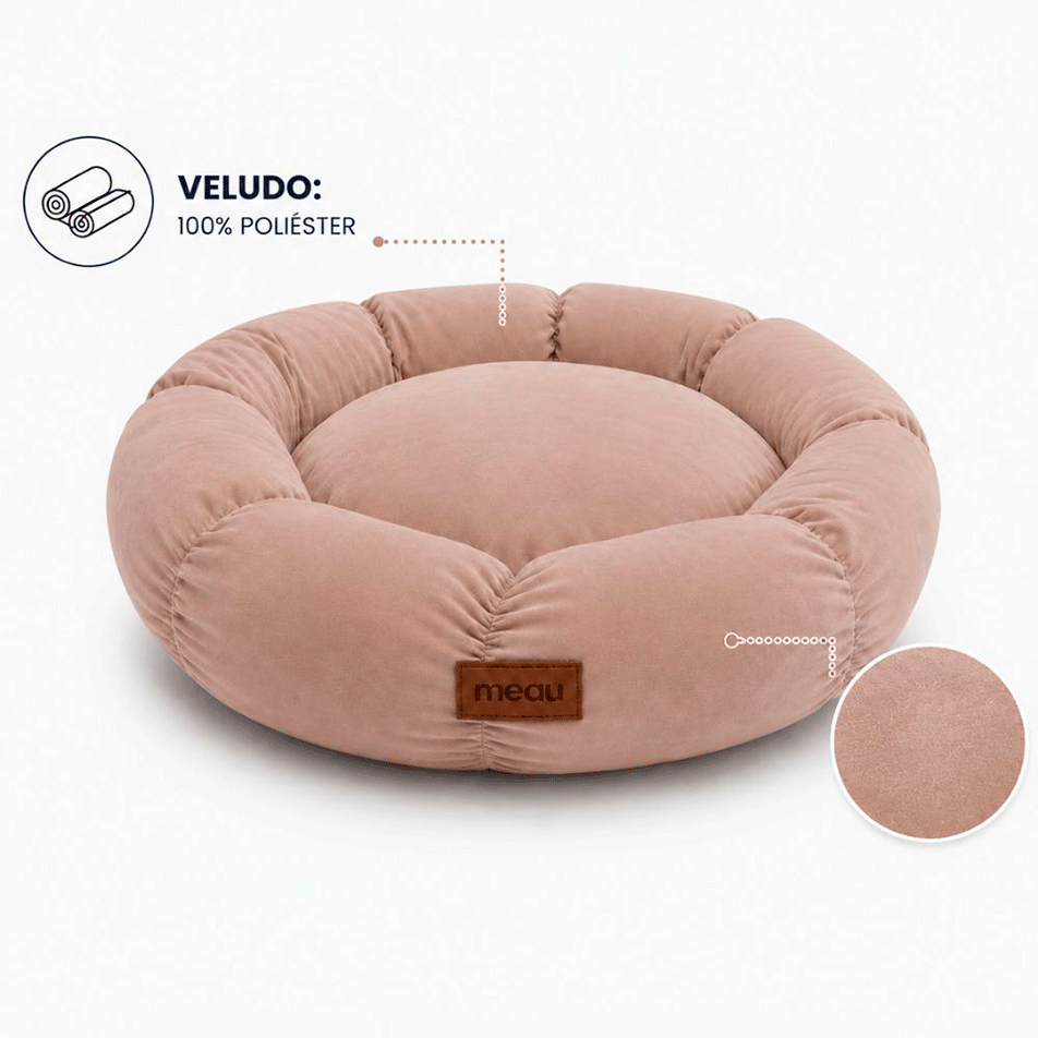 Cama Redonda Meau Puff Rosa - Tam. GG