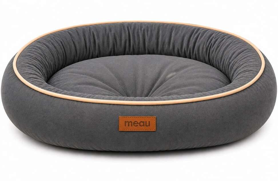 Cama Redonda Meau Veludo Cinza - Tam. M