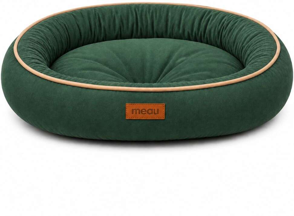 Cama Redonda Meau Veludo Verde- Tam. G