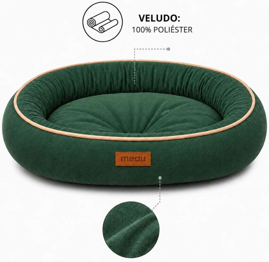 Cama Redonda Meau Veludo Verde- Tam. G