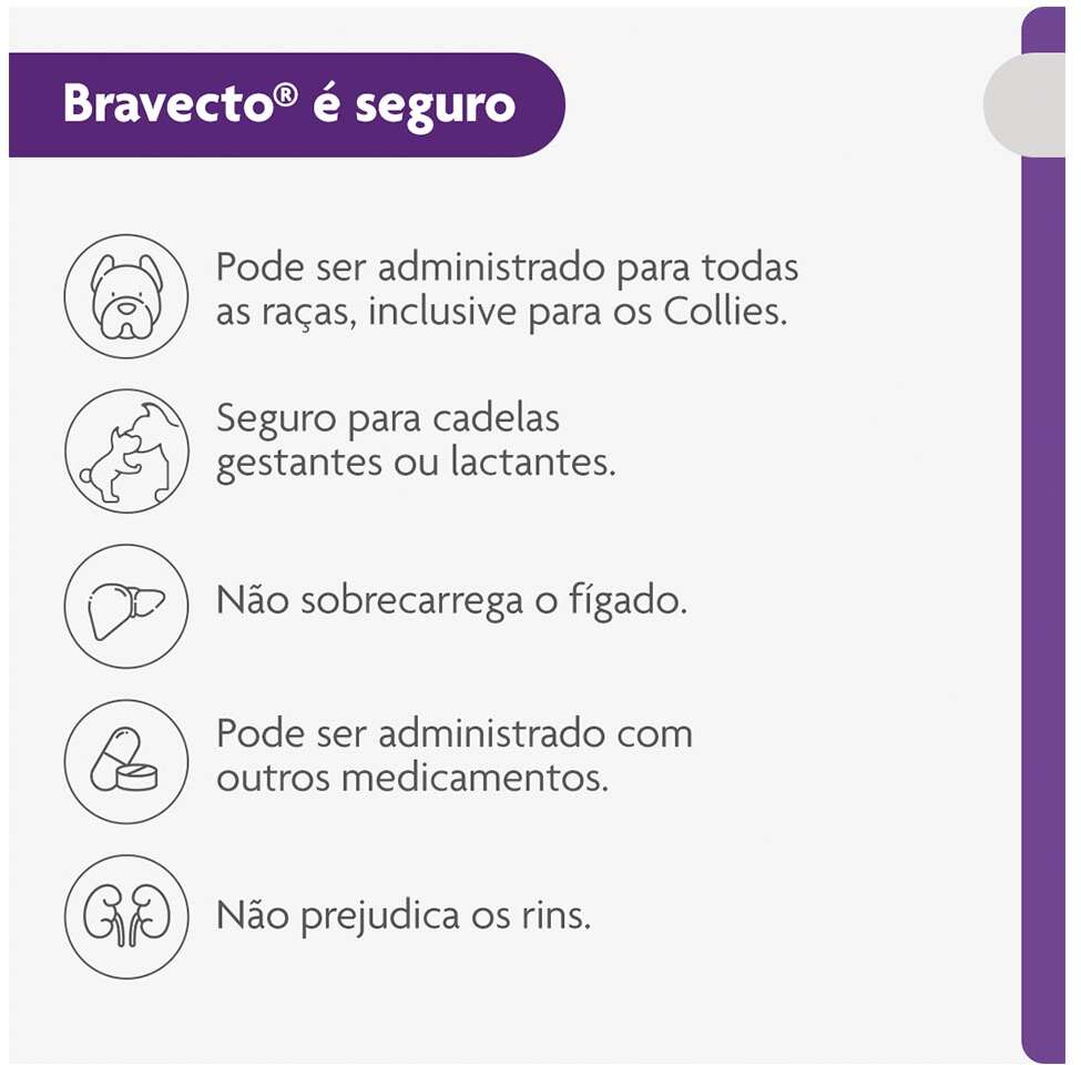 Antipulgas e Carrapatos Bravecto 500 mg para Cães de 10 a 20Kg - 1 Comprimido