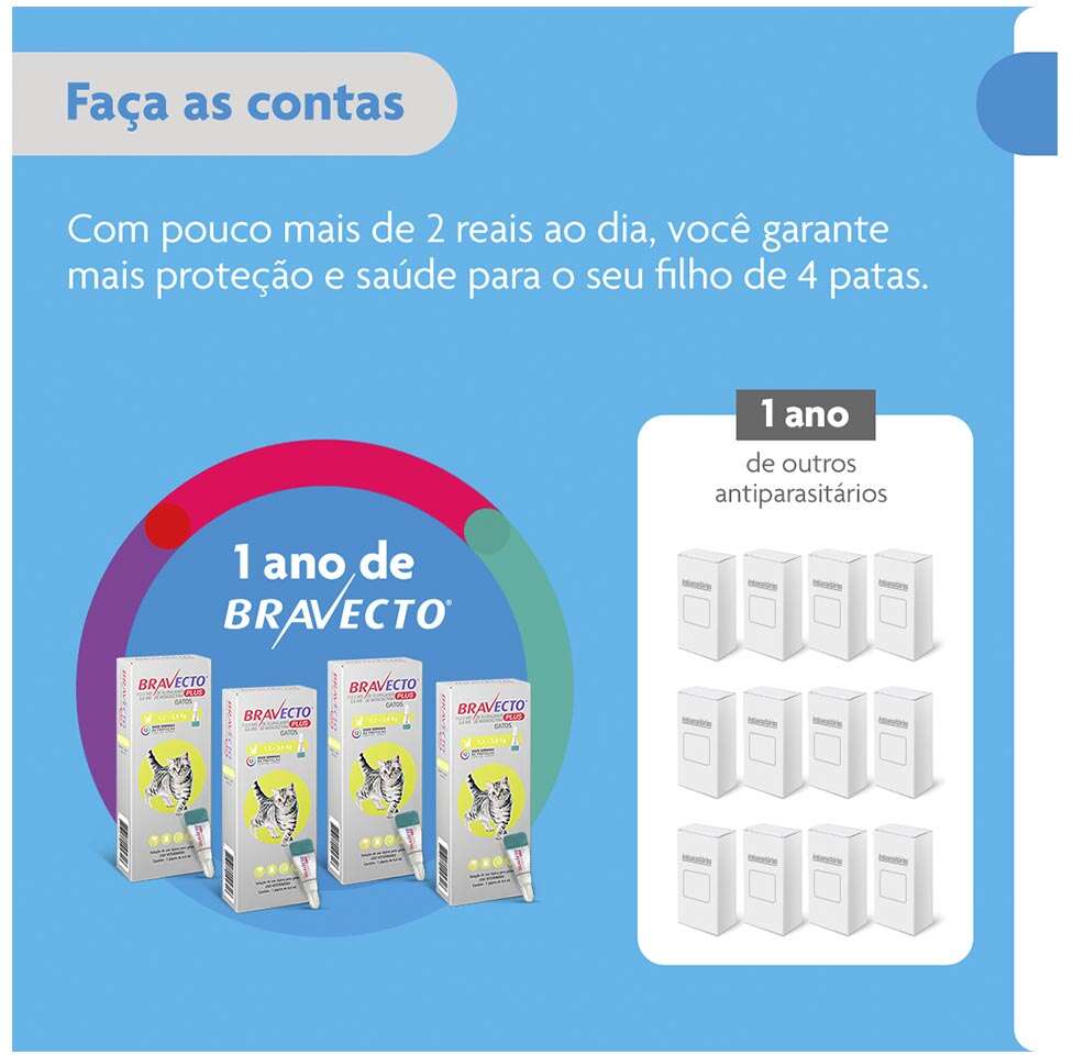 Antipulgas Bravecto Transdermal Plus 112,5 mg para Gatos de 1,2 a 2,8Kg - 1 Pipeta
