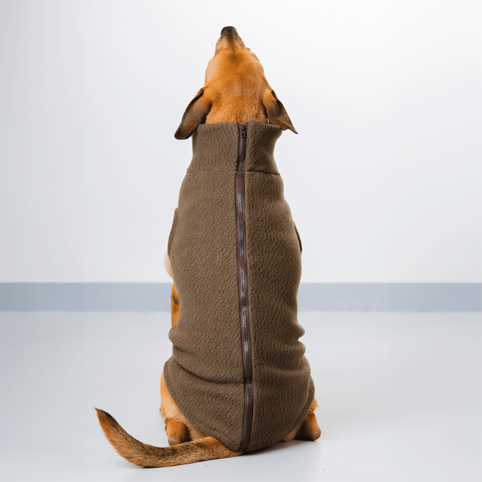 Colete Pacco Puppy Carneirinho Zip Marrom para Cães - Tam. EXG