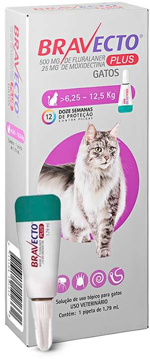 Antipulgas Bravecto Transdermal Plus 280 mg para Gatos de 6,25 a 12,5Kg - 1 Pipeta