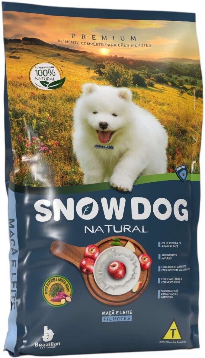 Ração Seca Snow Dog Maçã e Leite para Cães Filhotes - 3Kg