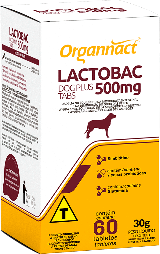 Suplemento Organnact Lactobac Dog Plus 500 mg para Cães - 60 Tabletes