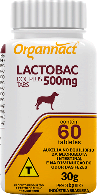 Suplemento Organnact Lactobac Dog Plus 500 mg para Cães - 60 Tabletes