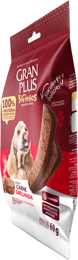 Bifinho GranPlus para Cães Adultos de Todas as Raças sabor Carne Grelhada - 60 g