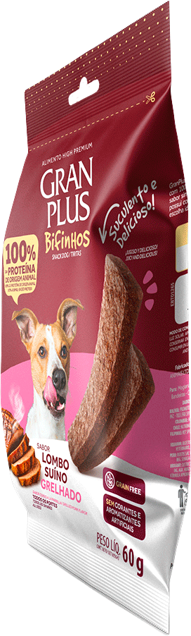 Bifinho GranPlus para Cães Adultos de Todas as Raças sabor Lombo Suíno Grelhado - 60 g