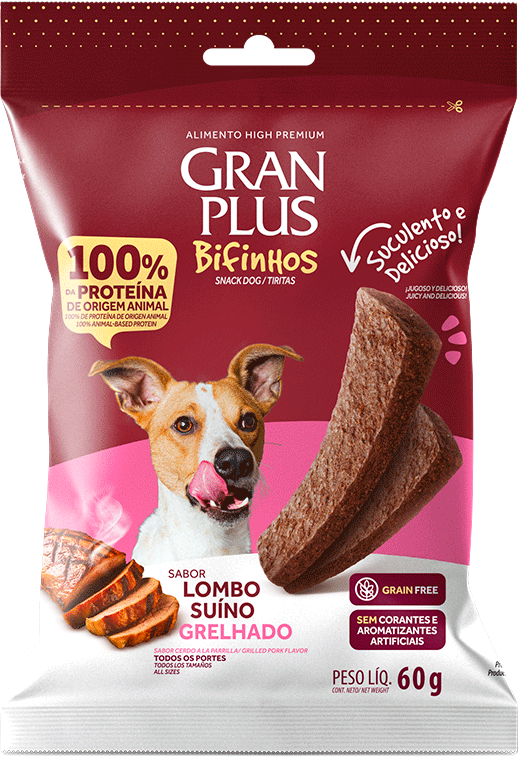 Bifinho GranPlus para Cães Adultos de Todas as Raças sabor Lombo Suíno Grelhado - 60 g