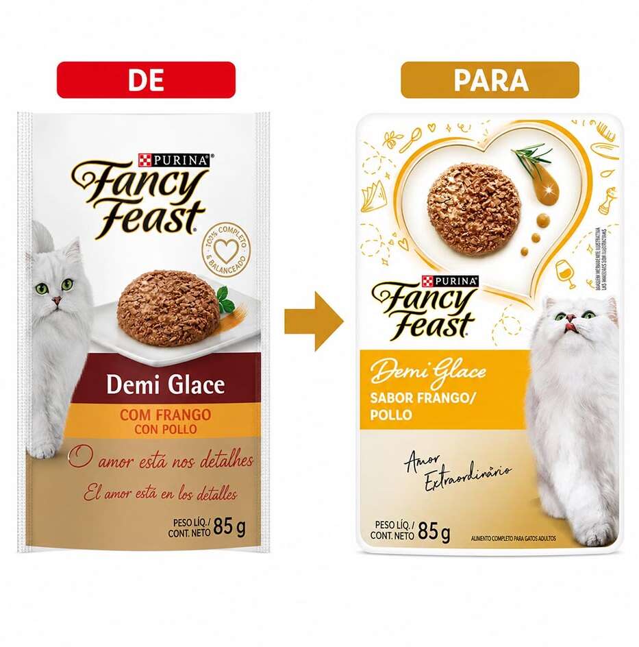 Racão Úmida Nestlé Purina Fancy Feast Sachê Demi Glace com Frango para Gatos Adultos - 85 g