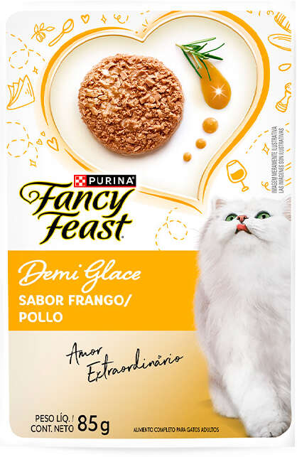 Racão Úmida Nestlé Purina Fancy Feast Sachê Demi Glace com Frango para Gatos Adultos - 85 g