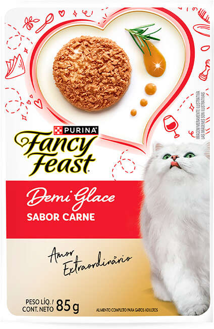 Racão Úmida Nestlé Purina Fancy Feast Sachê Demi Glace com Carne para Gatos Adultos - 85 g