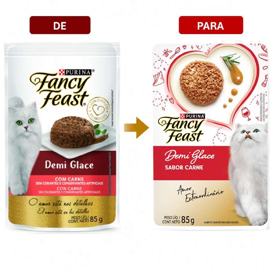 Racão Úmida Nestlé Purina Fancy Feast Sachê Demi Glace com Carne para Gatos Adultos - 85 g