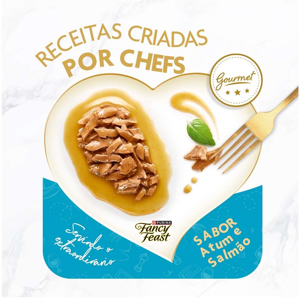 Ração Úmida Nestlé Purina Fancy Feast Sachê Casserole com Atum e Salmão para Gatos Adultos - 85 g