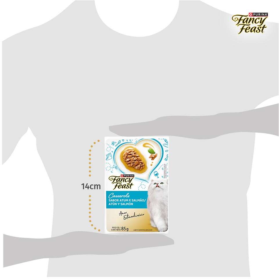 Ração Úmida Nestlé Purina Fancy Feast Sachê Casserole com Atum e Salmão para Gatos Adultos - 85 g