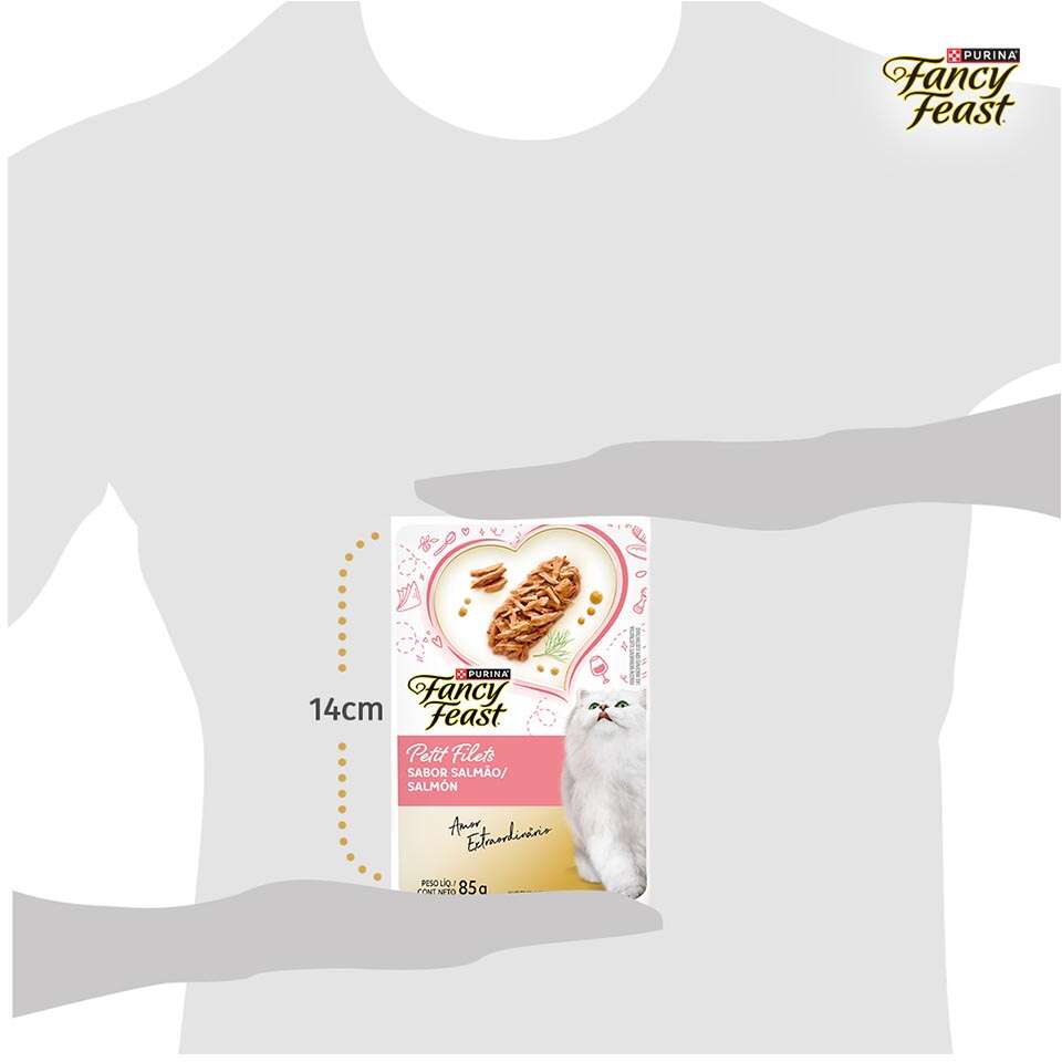 Racão Úmida Nestlé Purina Fancy Feast Sachê Petit Filets com Salmão para Gatos Adultos - 85 g