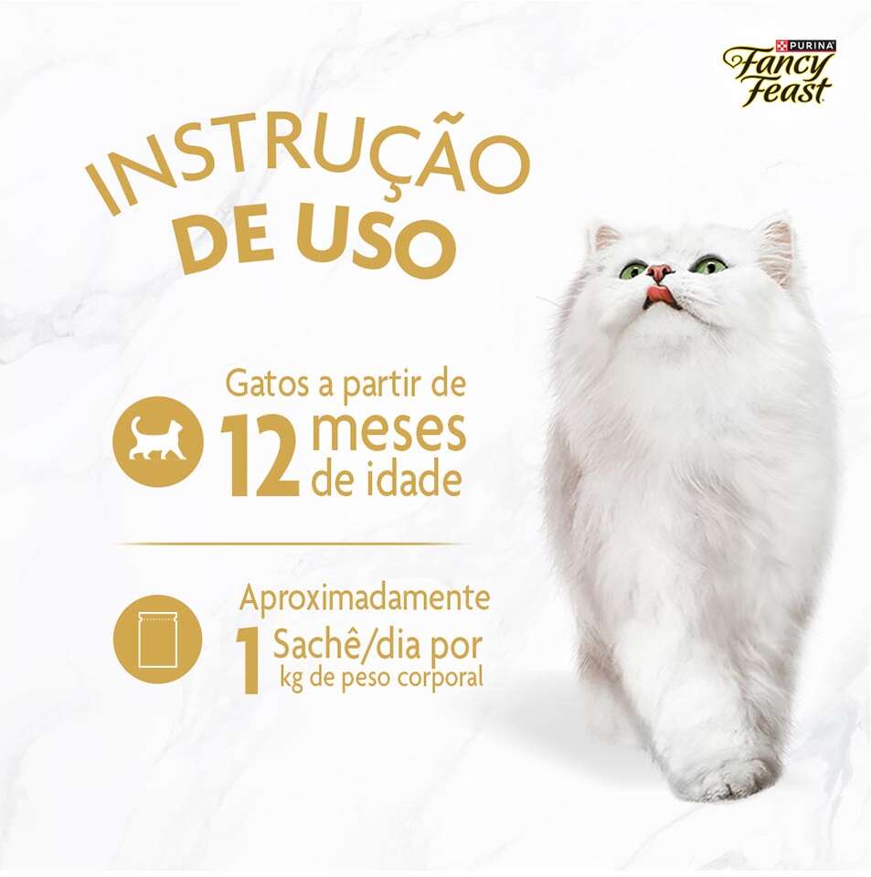 Racão Úmida Nestlé Purina Fancy Feast Sachê Petit Filets com Salmão para Gatos Adultos - 85 g