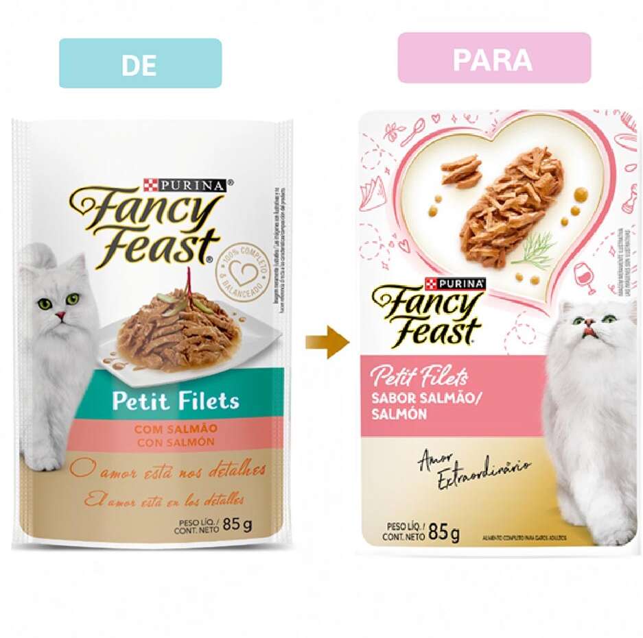 Racão Úmida Nestlé Purina Fancy Feast Sachê Petit Filets com Salmão para Gatos Adultos - 85 g