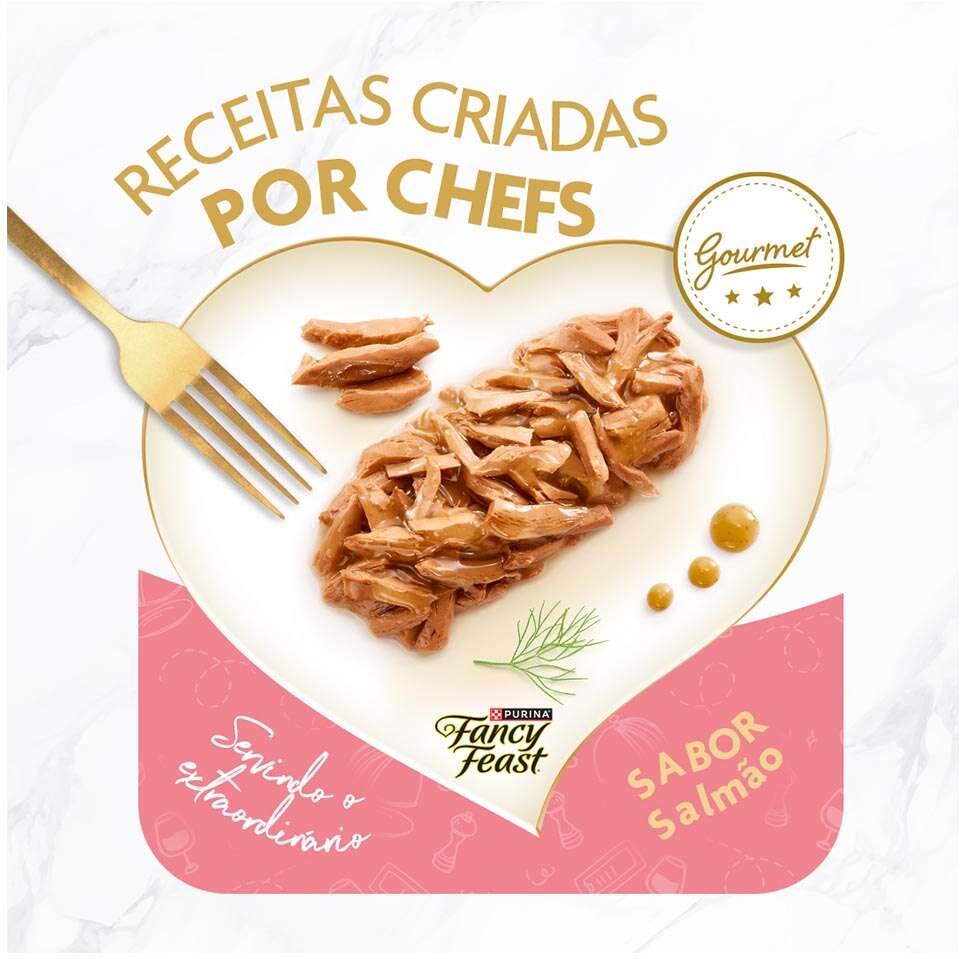 Racão Úmida Nestlé Purina Fancy Feast Sachê Petit Filets com Salmão para Gatos Adultos - 85 g