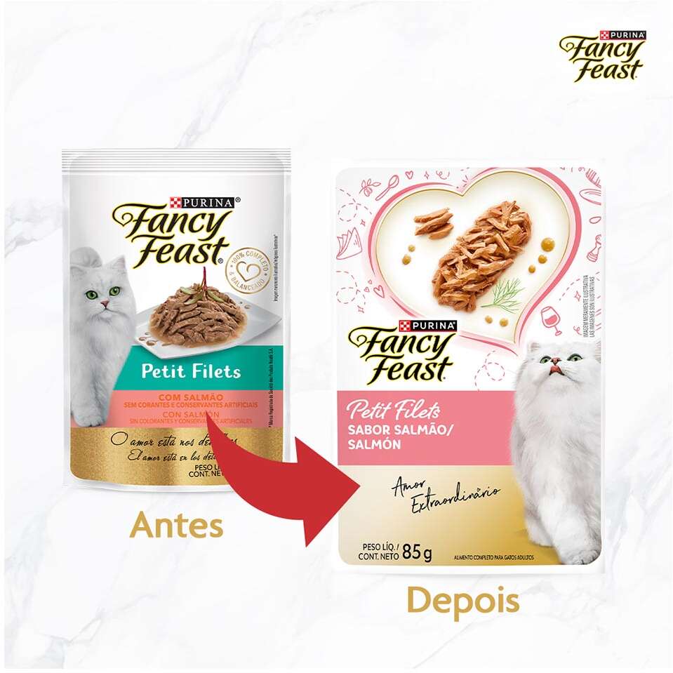 Racão Úmida Nestlé Purina Fancy Feast Sachê Petit Filets com Salmão para Gatos Adultos - 85 g