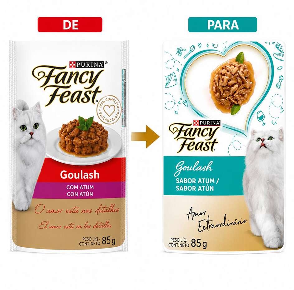 Racão Úmida Nestlé Purina Fancy Feast Sachê Goulash com Atum para Gatos Adultos - 85 g - 45 Unidades