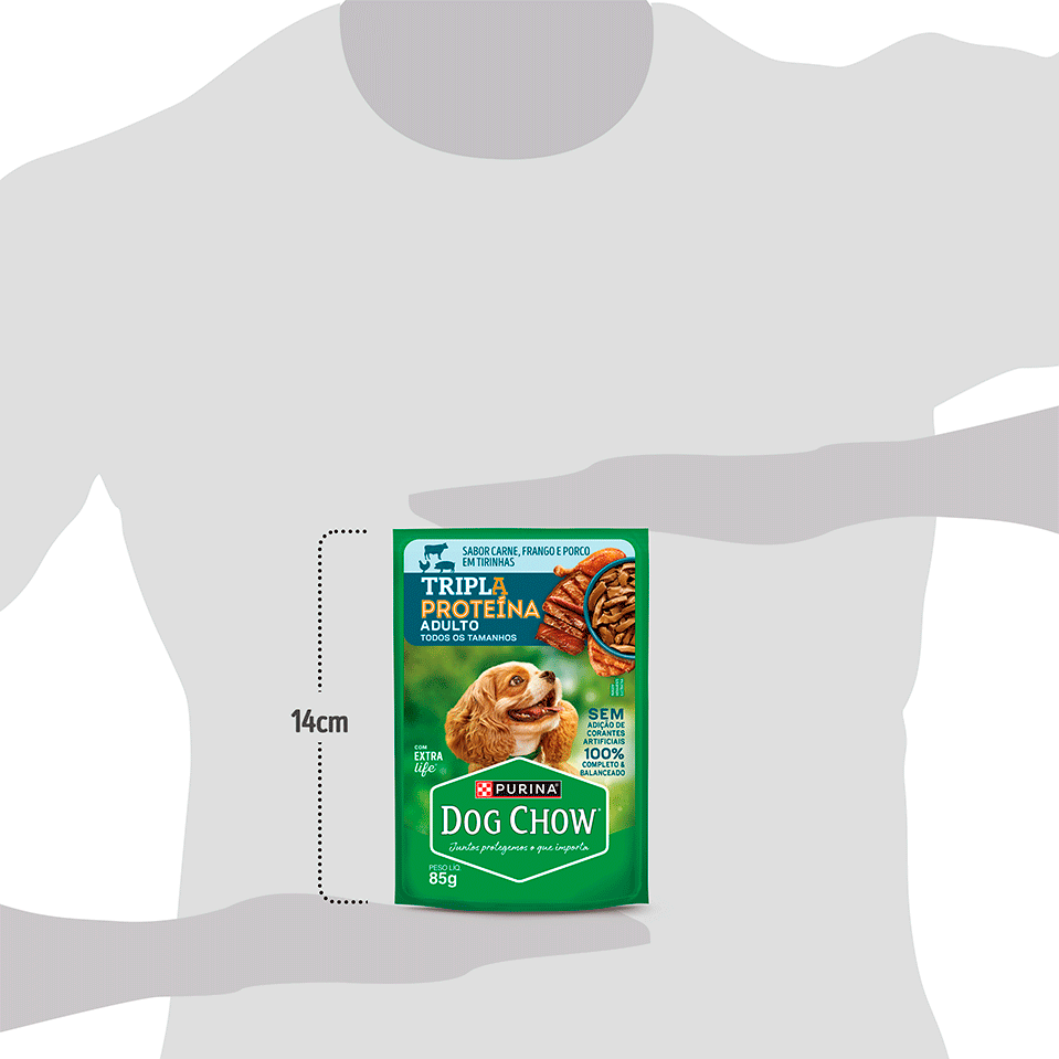 Ração Úmida Tripla Proteína Purina Dog Chow para Cães Adultos sabor Carne, Frango e Porco - 85 g