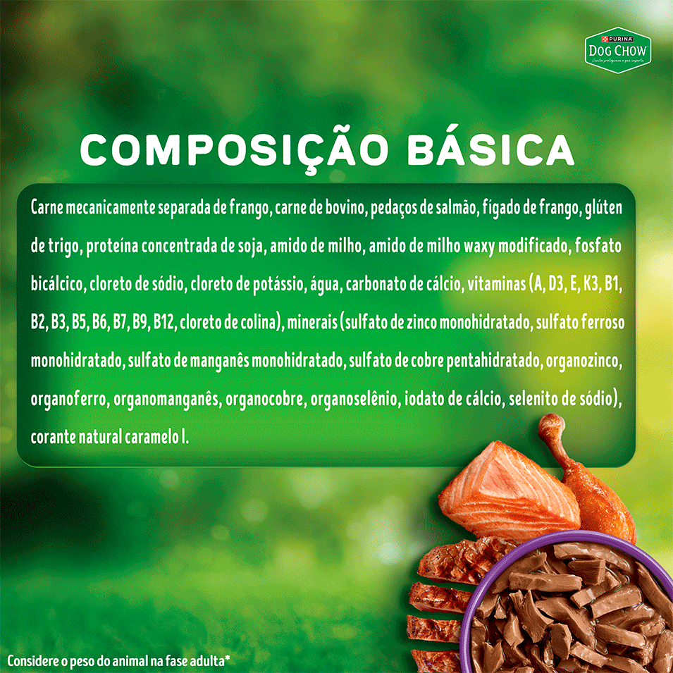 Ração Úmida Tripla Proteína Purina Dog Chow para Cães Adultos sabor Carne, Frango e Salmão - 85 g