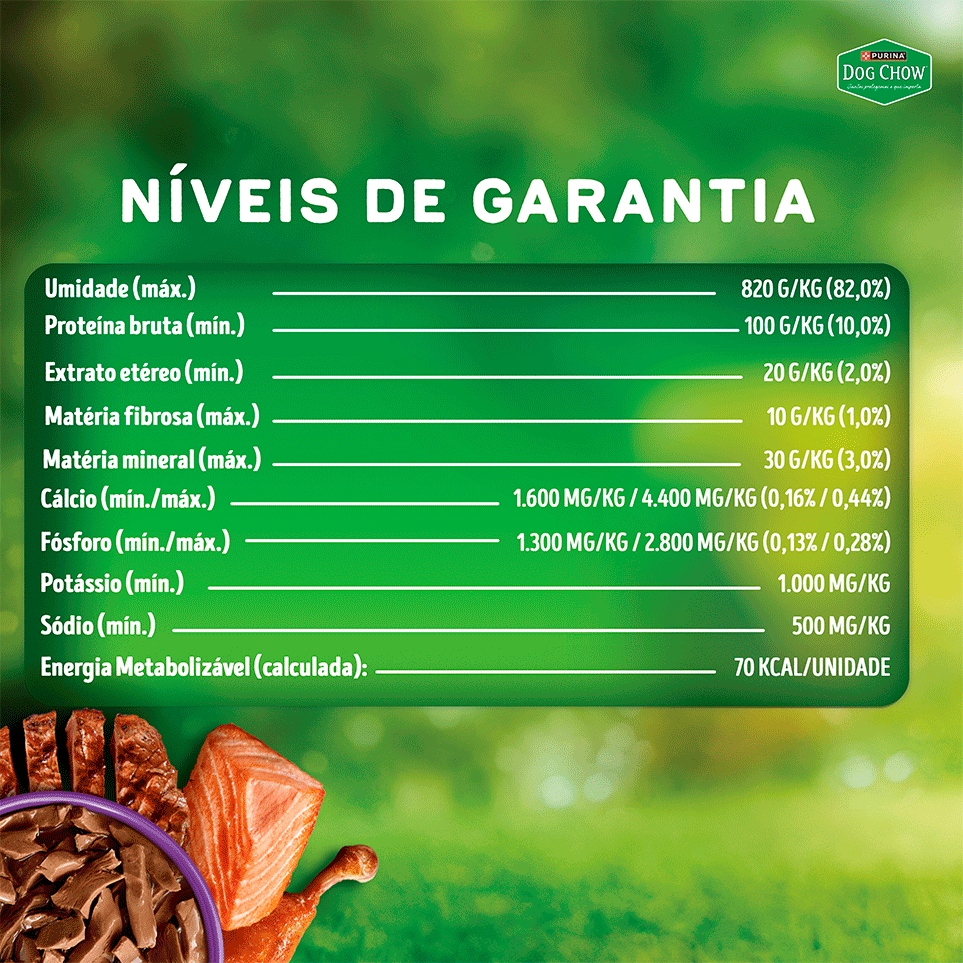 Ração Úmida Tripla Proteína Purina Dog Chow para Cães Adultos sabor Carne, Frango e Salmão - 85 g