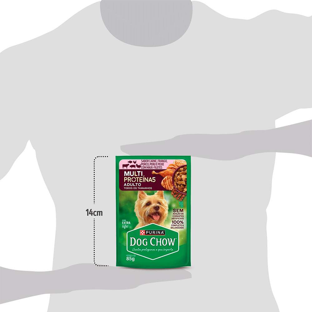 Ração Úmida MultiProteína Purina Dog Chow para Cães Adultos sabor Carne, Frango, Porco, Peru e Peixe - 85 g