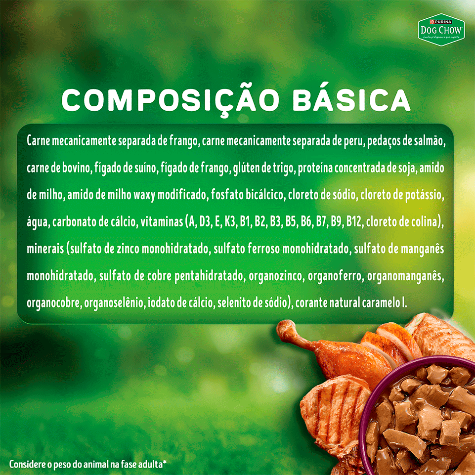 Ração Úmida MultiProteína Purina Dog Chow para Cães Adultos sabor Carne, Frango, Porco, Peru e Peixe - 85 g