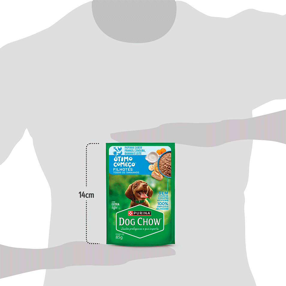 Ração Úmida Ótimo Começo Purina Dog Chow para Cães Filhotes Papinha sabor Frango, Cenoura, Banana e Leite - 85 g