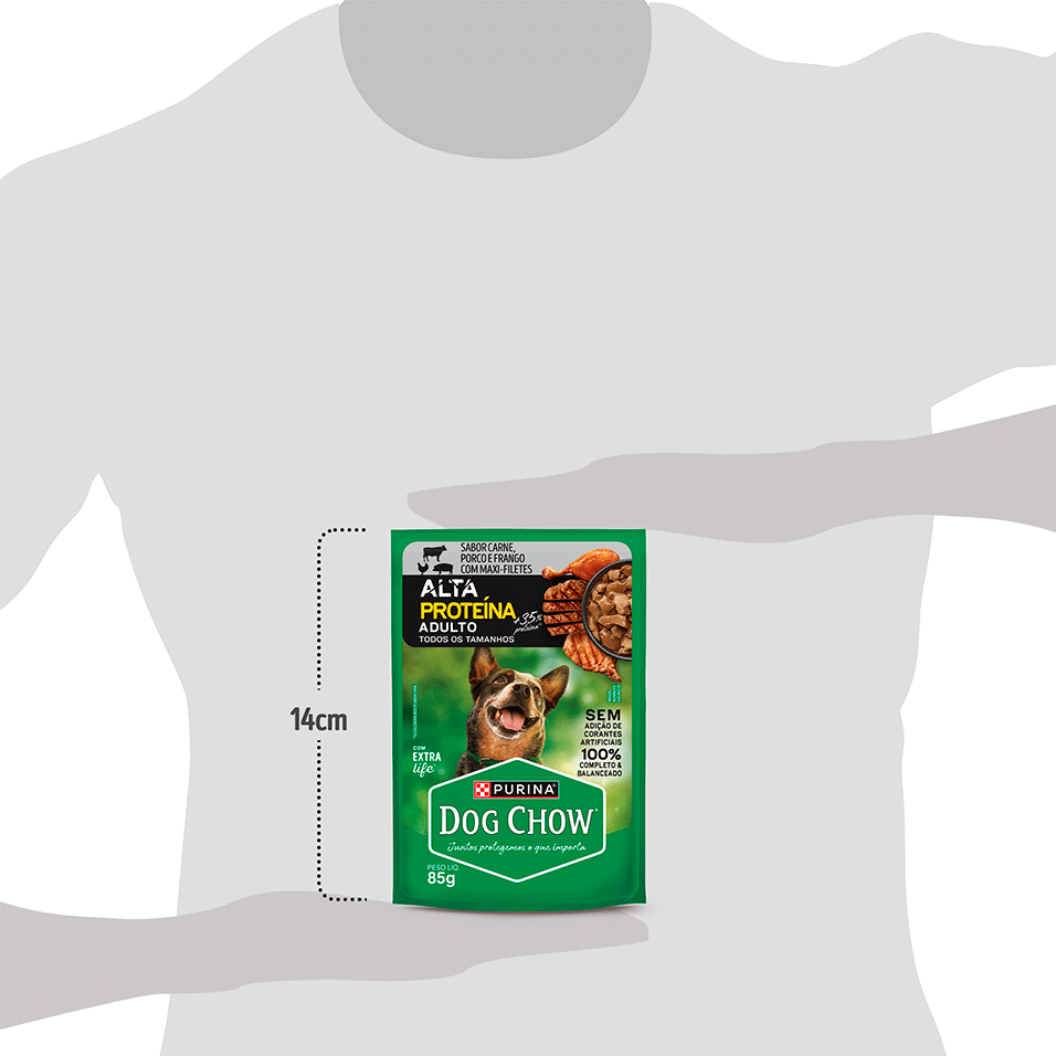 Ração Úmida Alta Proteína Purina Dog Chow para Cães Adultos sabor Carne, Porco e Frango - 85 g