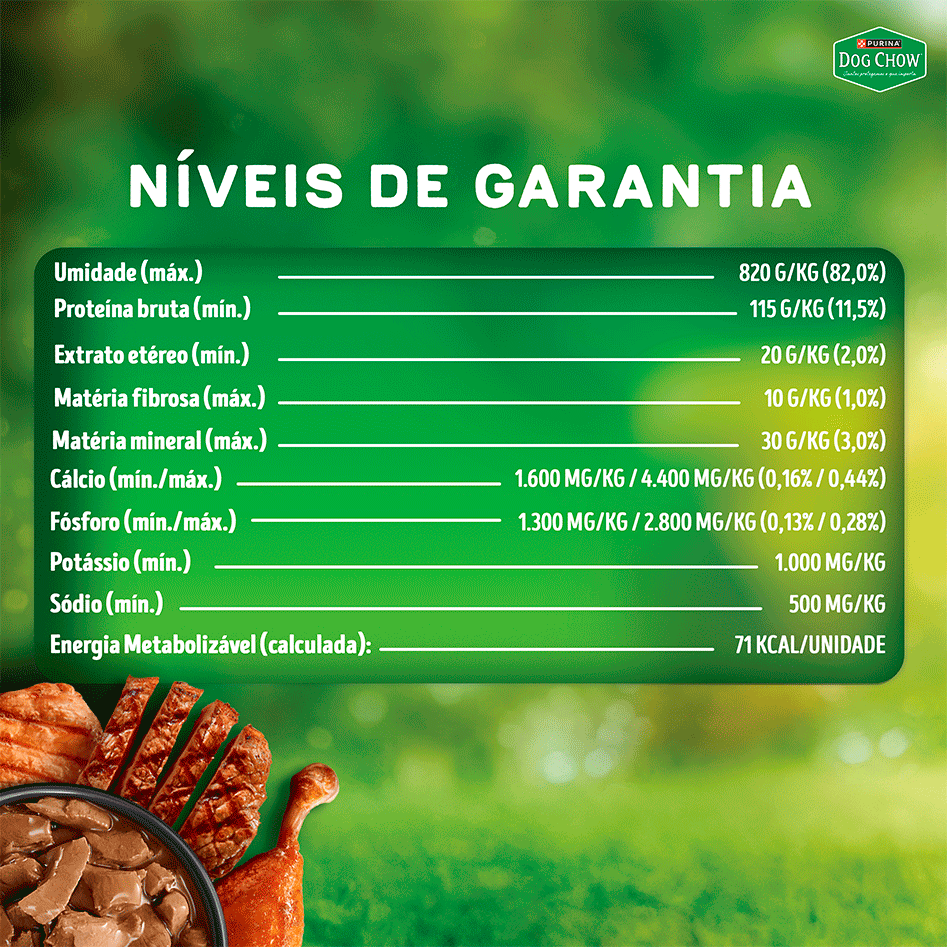 Ração Úmida Alta Proteína Purina Dog Chow para Cães Adultos sabor Carne, Porco e Frango - 85 g