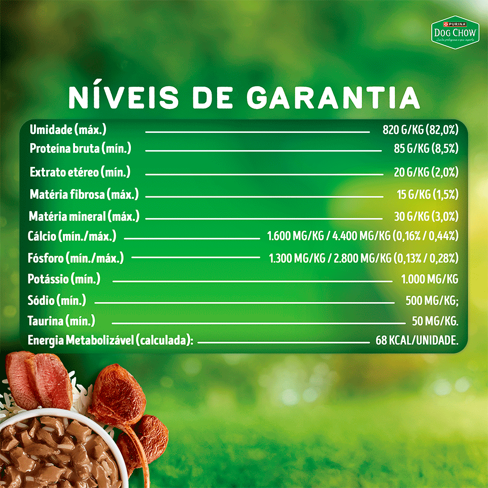 Ração Úmida Nutrição Reforçada Purina Dog Chow para Cães Adultos sabor Cordeiro em Filetes com Arroz - 85 g