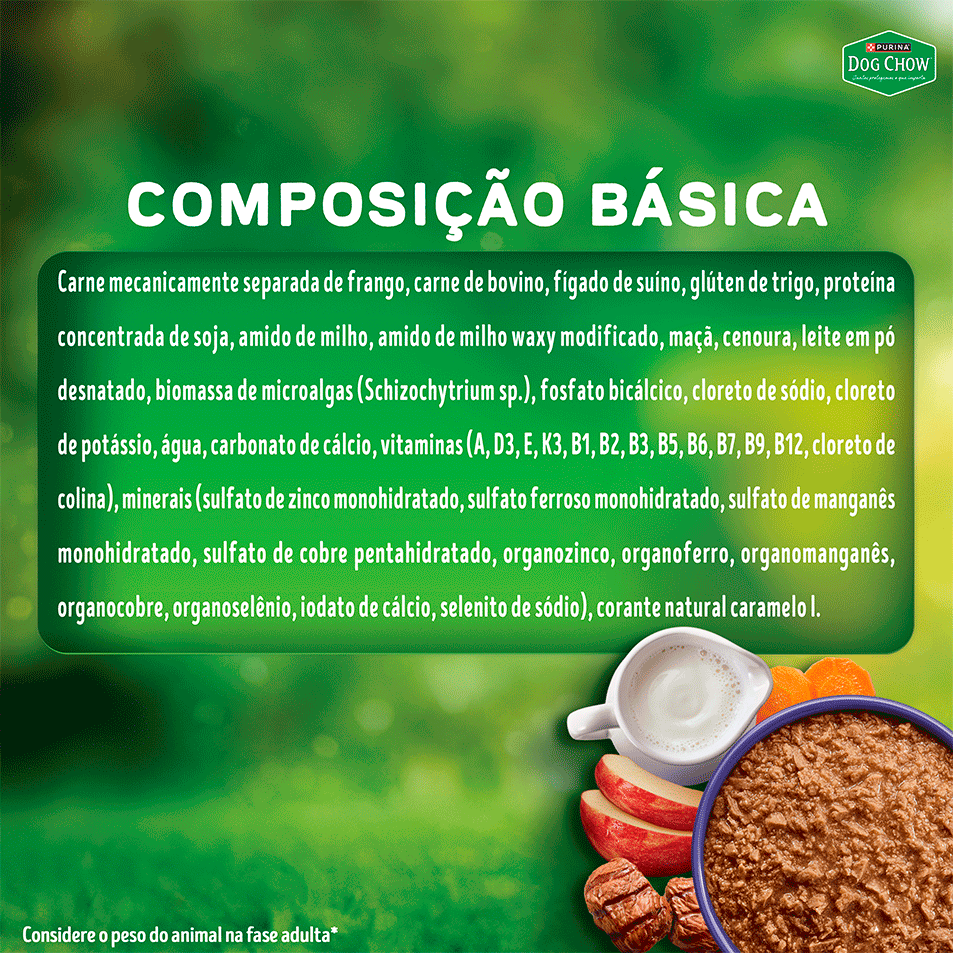 Ração Úmida Ótimo Começo Purina Dog Chow para Cães Filhotes Papinha sabor Carne, Cenoura, Maçã e Leite - 85 g