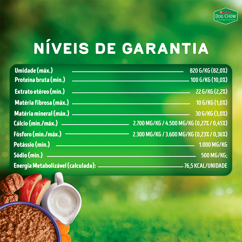 Ração Úmida Ótimo Começo Purina Dog Chow para Cães Filhotes Papinha sabor Carne, Cenoura, Maçã e Leite - 85 g